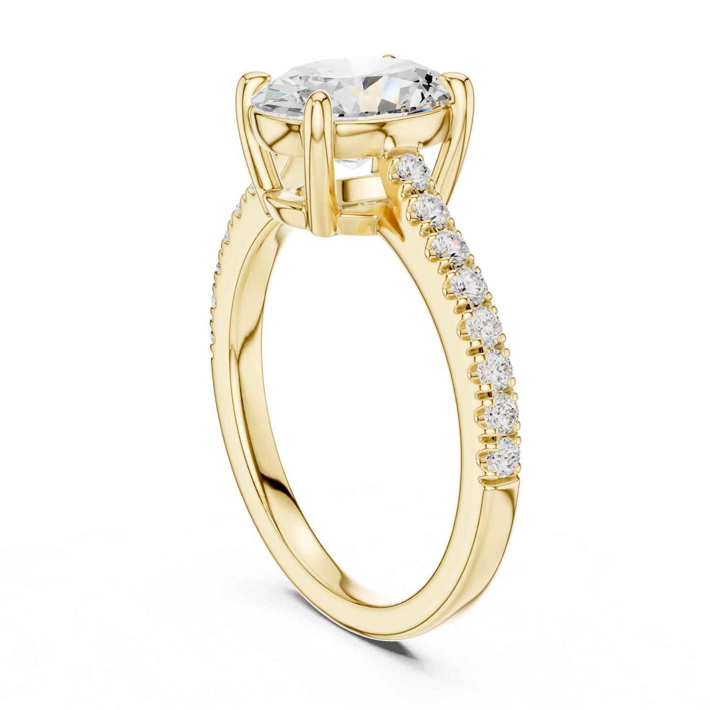 2 Carat Oval Lab Grown Diamond Pavé Engagement Ring