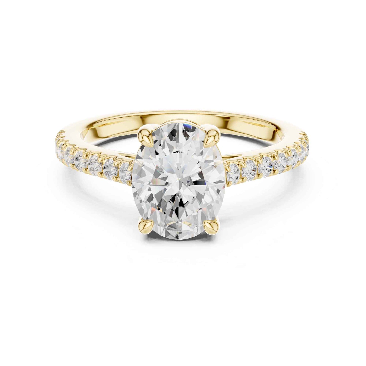 2 Carat Oval Lab Grown Diamond Pavé Engagement Ring