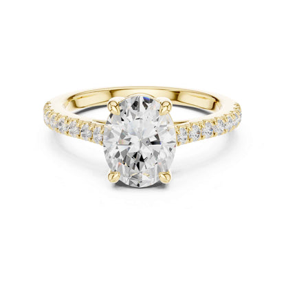 2 Carat Oval Lab Grown Diamond Pavé Engagement Ring