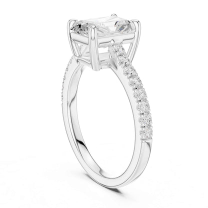 2 Carat Radiant Cut Lab Grown Diamond Pavé Ring