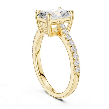 2 Carat Radiant Cut Lab Grown Diamond Pavé Ring