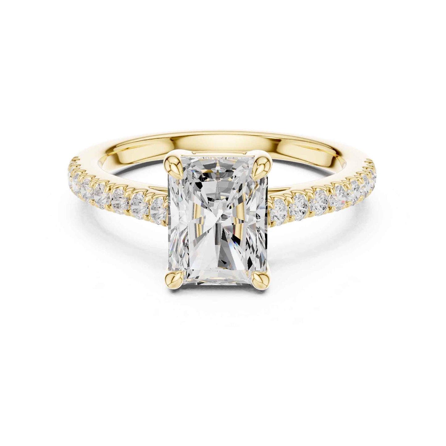 2 Carat Radiant Cut Lab Grown Diamond Pavé Ring