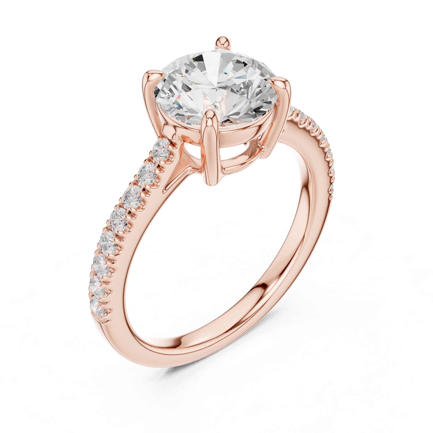 2 Carat Round Lab Grown Diamond Pavé Engagement Ring