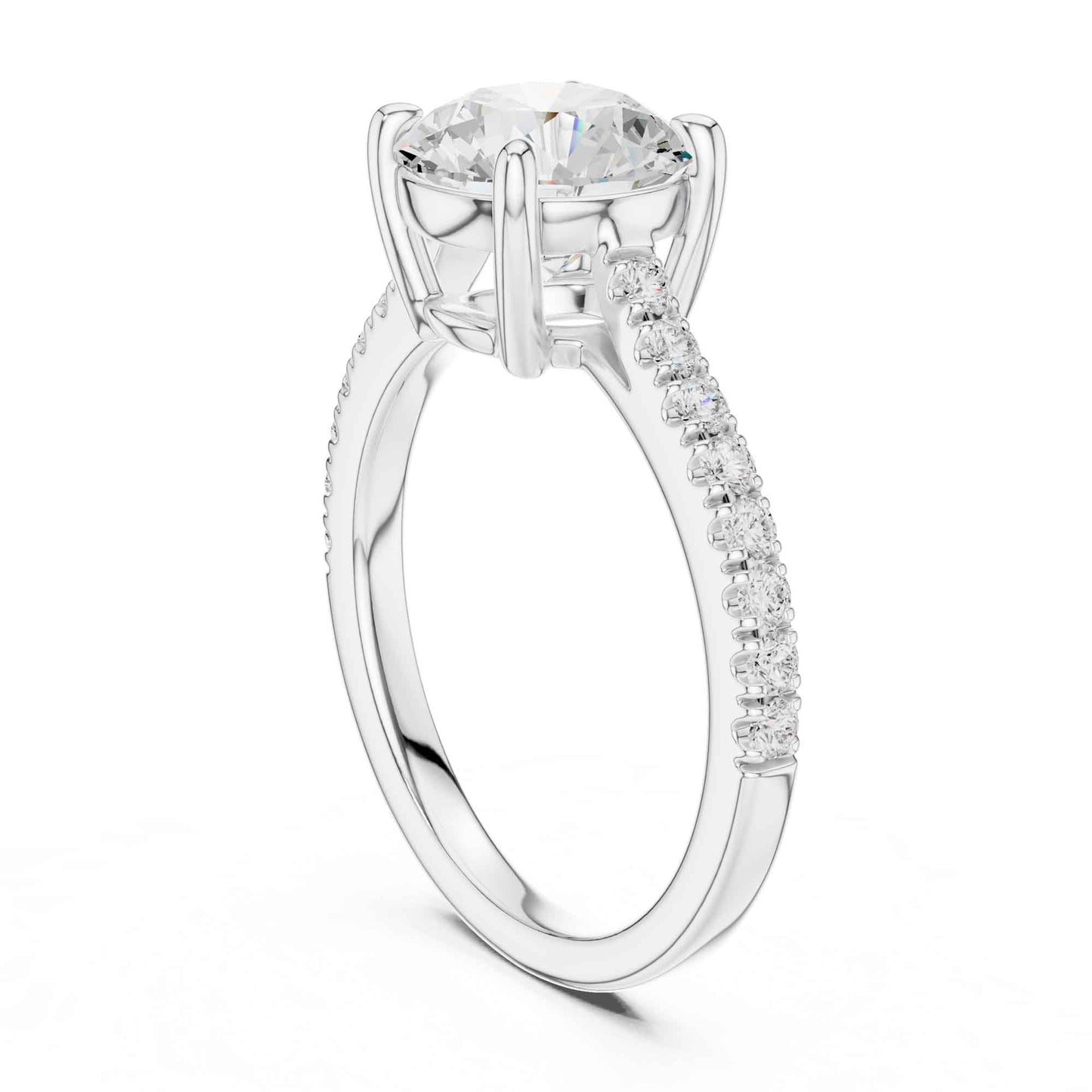 2 Carat Round Lab Grown Diamond Pavé Engagement Ring