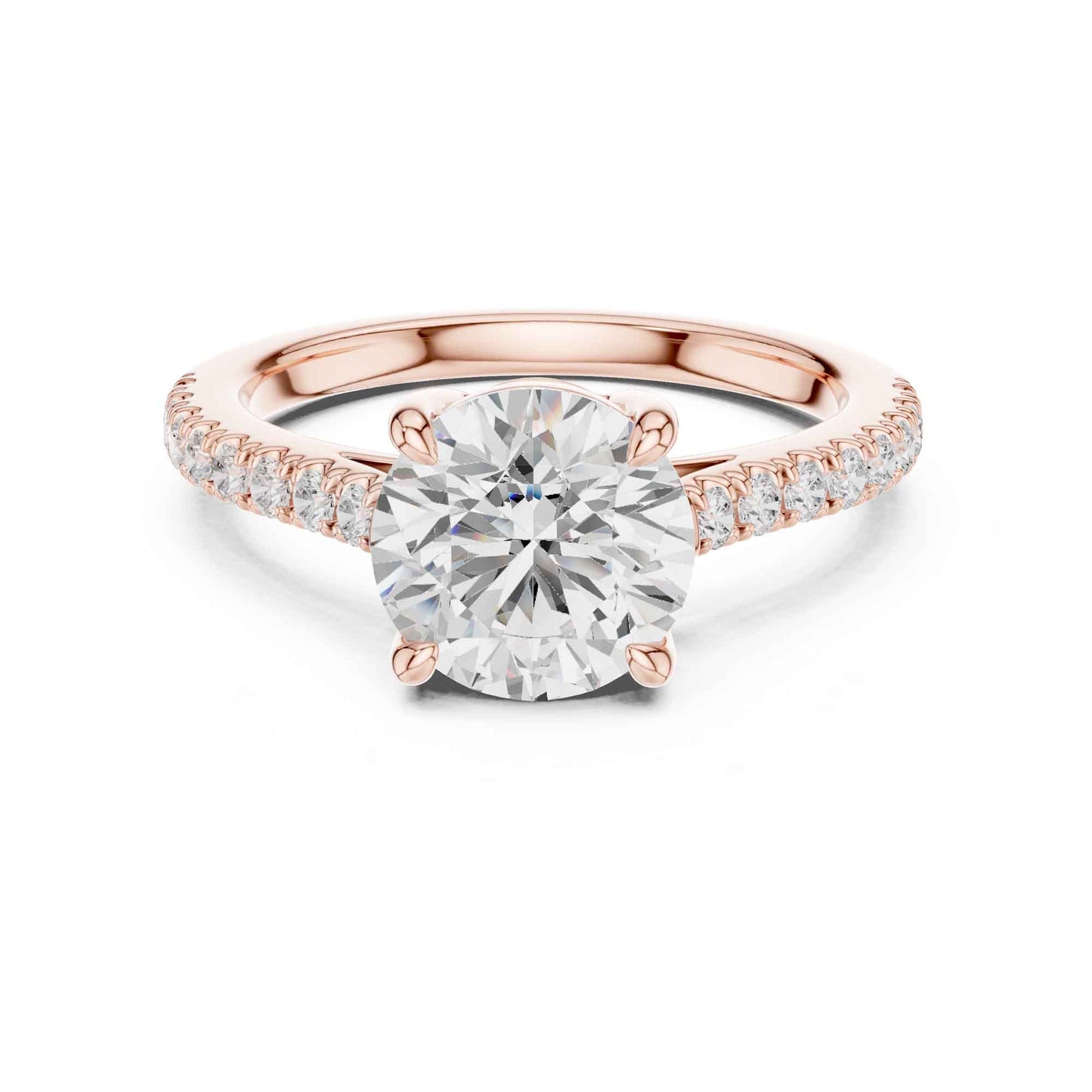 2 Carat Round Lab Grown Diamond Pavé Engagement Ring