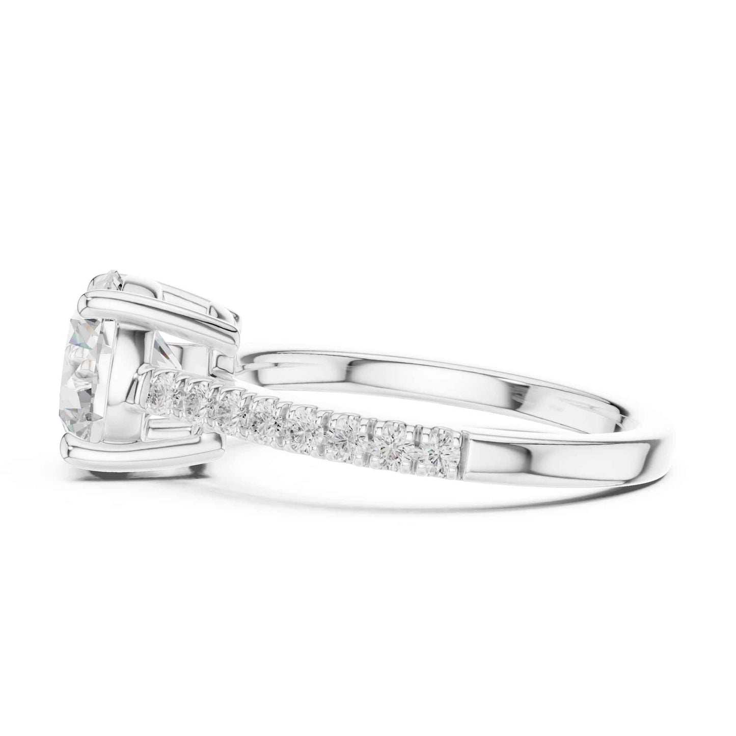 2 Carat Round Lab Grown Diamond Pavé Engagement Ring