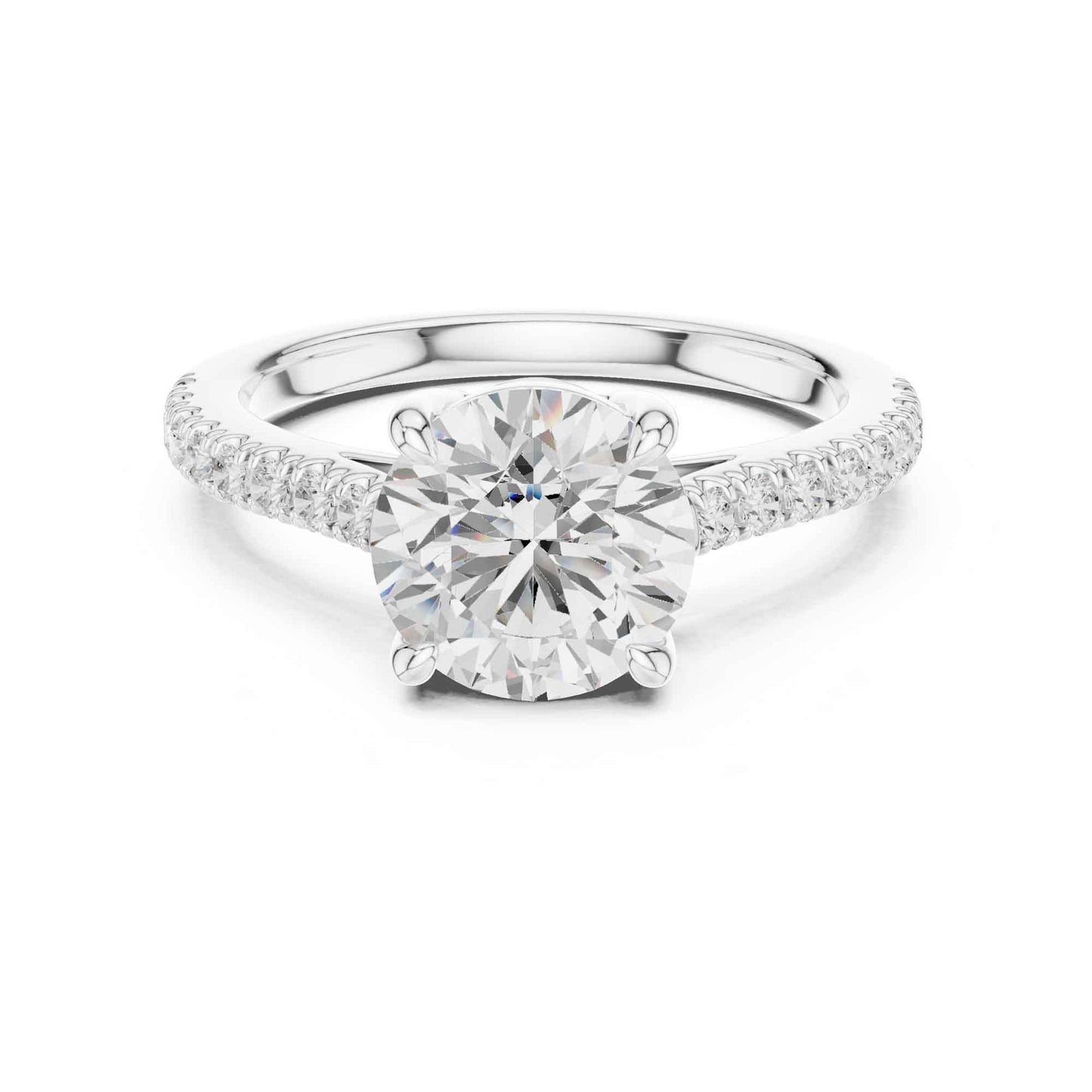 2 Carat Round Lab Grown Diamond Pavé Engagement Ring