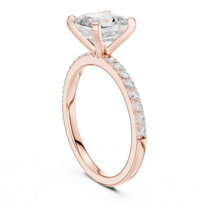 2 Carat Asscher Cut Lab Grown Diamond Pavé Engagement Ring