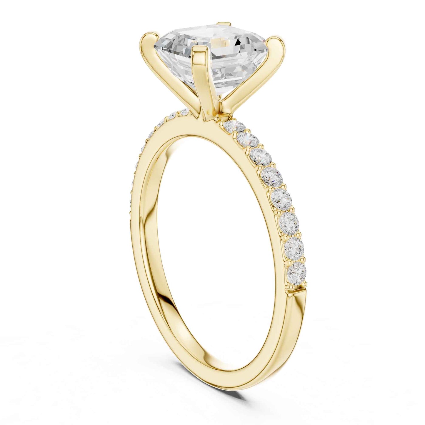 2 Carat Asscher Cut Lab Grown Diamond Pavé Engagement Ring