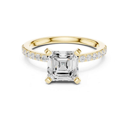 2 Carat Asscher Cut Lab Grown Diamond Pavé Engagement Ring