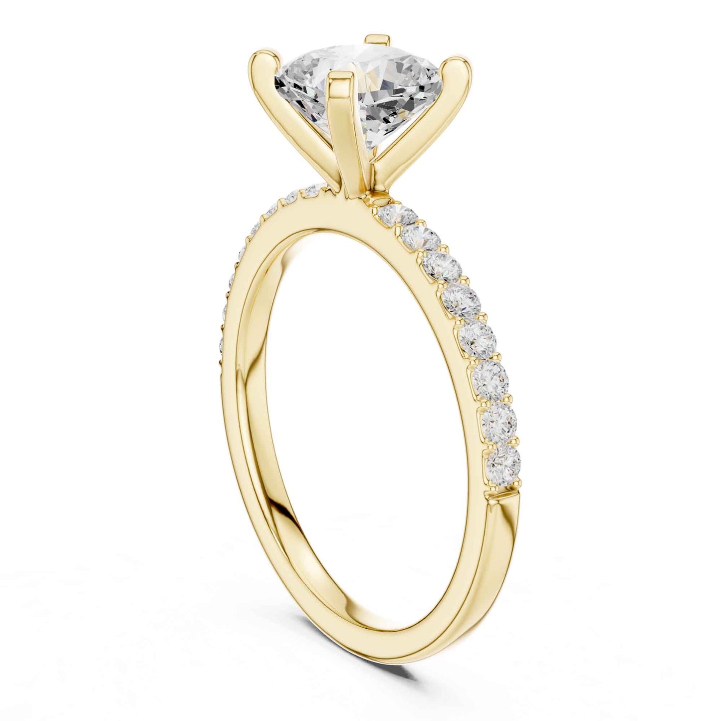 2 Carat Cushion Cut Lab Grown Diamond Pavé Engagement Ring