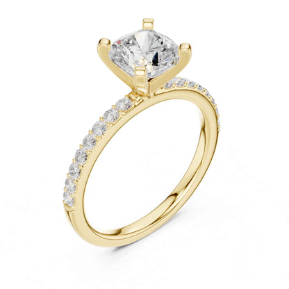 2 Carat Cushion Cut Lab Grown Diamond Pavé Engagement Ring