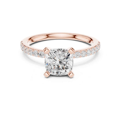 2 Carat Cushion Cut Lab Grown Diamond Pavé Engagement Ring
