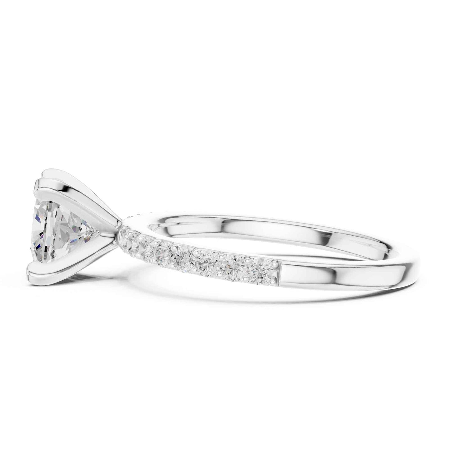 2 Carat Cushion Cut Lab Grown Diamond Pavé Engagement Ring