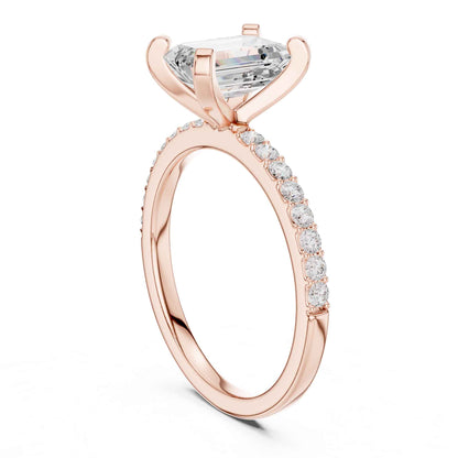 2 Carat Emerald Cut Lab Grown Diamond Pavé Engagement Ring