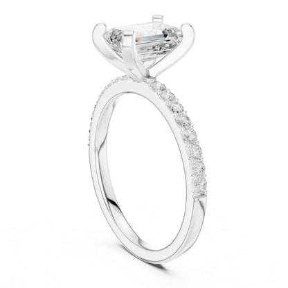 2 Carat Emerald Cut Lab Grown Diamond Pavé Engagement Ring