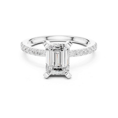 2 Carat Emerald Cut Lab Grown Diamond Pavé Engagement Ring