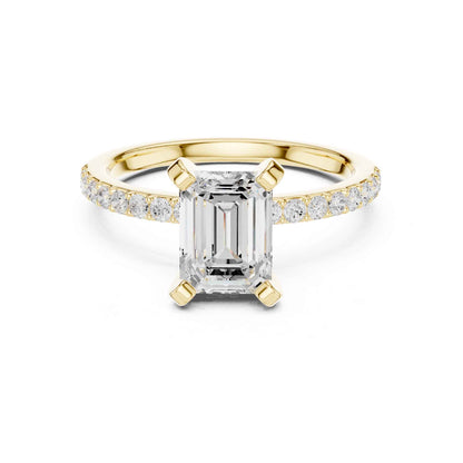 2 Carat Emerald Cut Lab Grown Diamond Pavé Engagement Ring