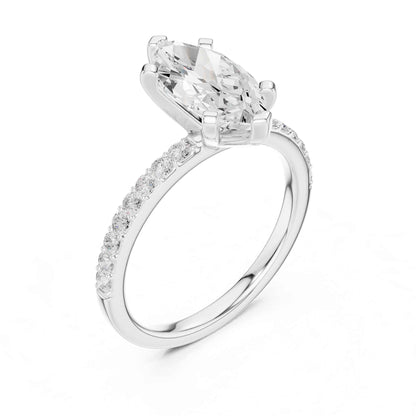 2 Carat Marquise Cut Lab Grown Diamond Pavé Engagement Ring