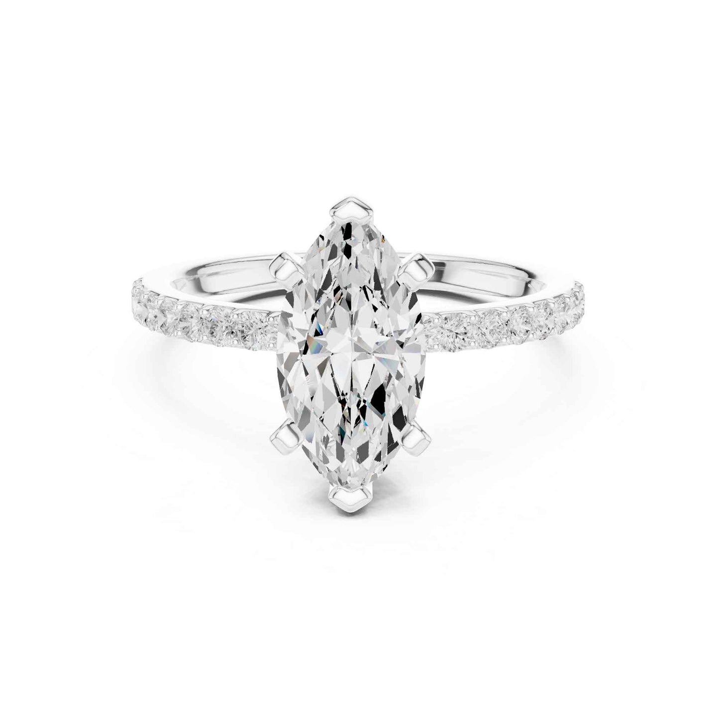 2 Carat Marquise Cut Lab Grown Diamond Pavé Engagement Ring