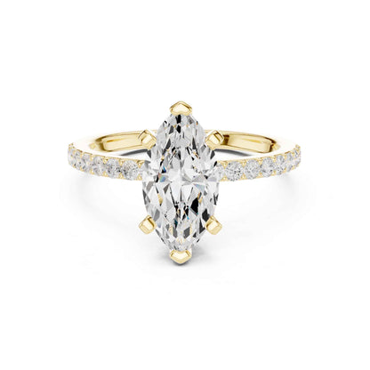 2 Carat Marquise Cut Lab Grown Diamond Pavé Engagement Ring