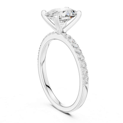 2 Carat Oval Cut Lab Grown Diamond Pavé Engagement Ring
