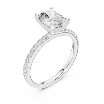 2 Carat Oval Cut Lab Grown Diamond Pavé Engagement Ring
