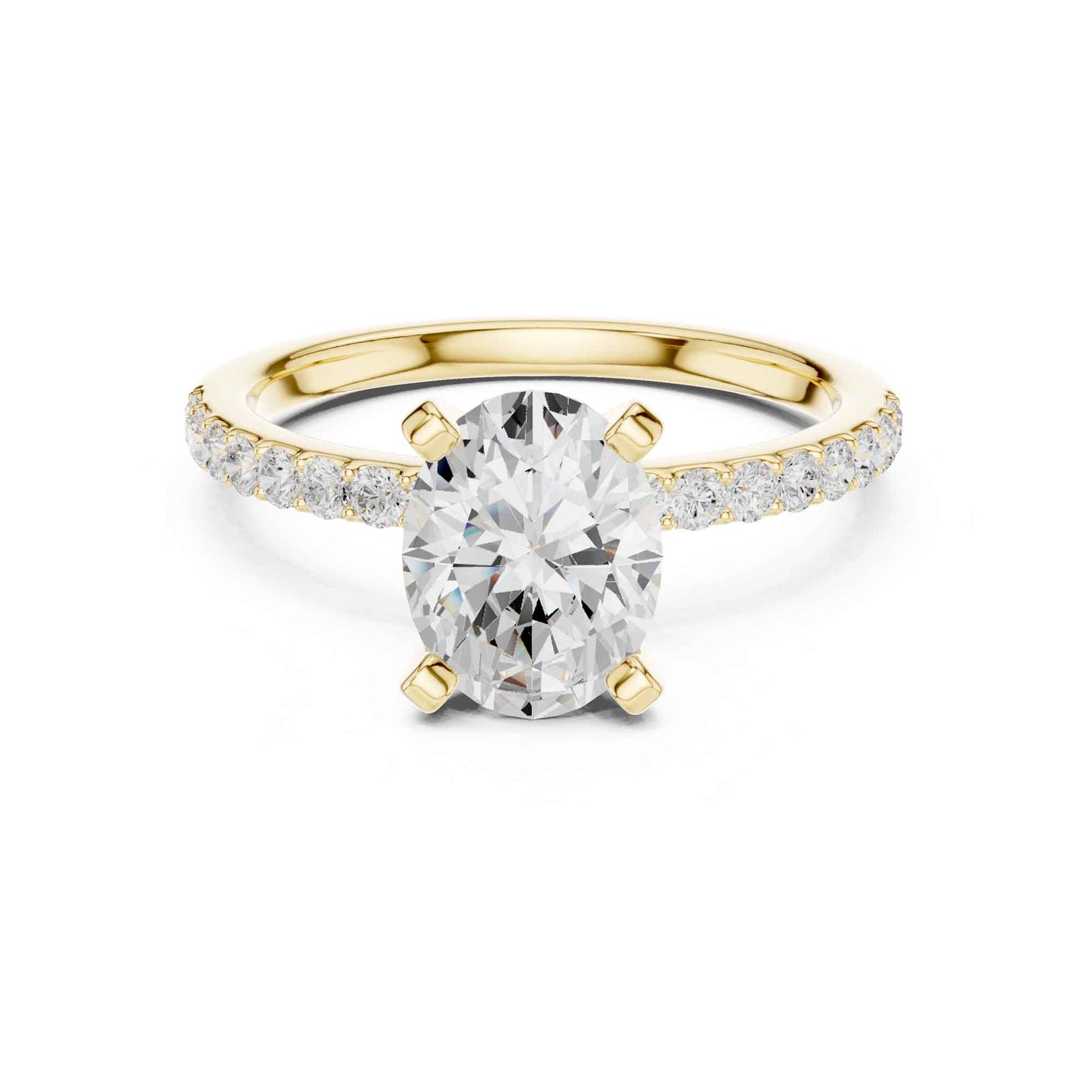 2 Carat Oval Cut Lab Grown Diamond Pavé Engagement Ring