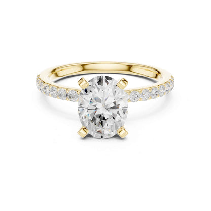 2 Carat Oval Cut Lab Grown Diamond Pavé Engagement Ring