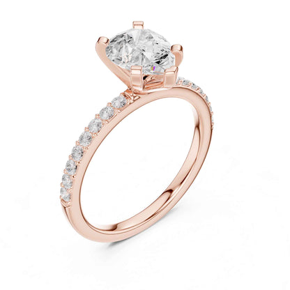 2 Carat Pear Cut Lab Grown Diamond Pavé Engagement Ring