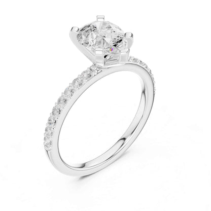 2 Carat Pear Cut Lab Grown Diamond Pavé Engagement Ring
