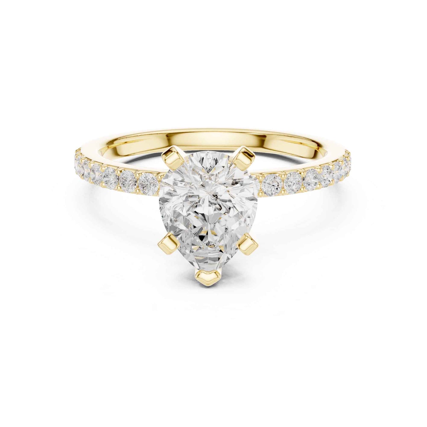 2 Carat Pear Cut Lab Grown Diamond Pavé Engagement Ring