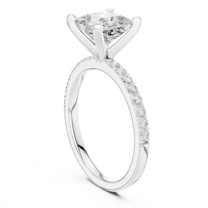 2 Carat Princess Lab Grown Diamond Solitaire Engagement Ring with Diamond Accent Band