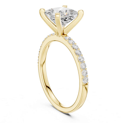 2 Carat Princess Lab Grown Diamond Solitaire Engagement Ring with Diamond Accent Band