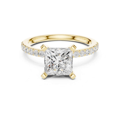 2 Carat Princess Lab Grown Diamond Solitaire Engagement Ring with Diamond Accent Band