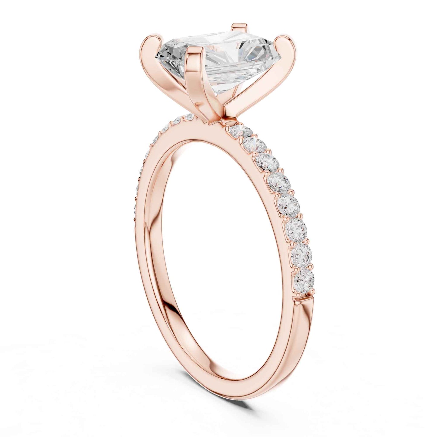 2 Carat Radiant Cut Lab Grown Diamond Engagement Ring with Pavé Band