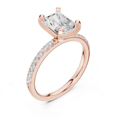 2 Carat Radiant Cut Lab Grown Diamond Engagement Ring with Pavé Band