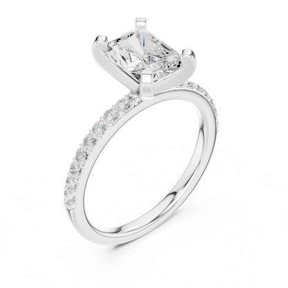 2 Carat Radiant Cut Lab Grown Diamond Engagement Ring with Pavé Band