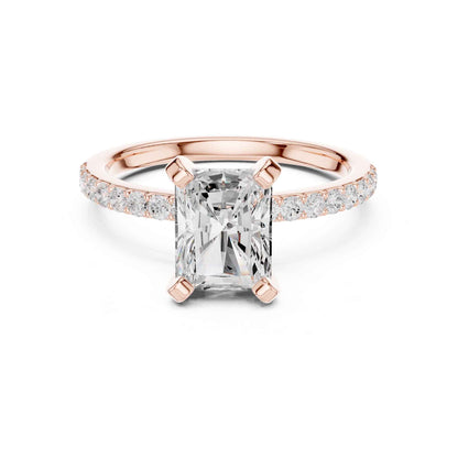2 Carat Radiant Cut Lab Grown Diamond Engagement Ring with Pavé Band