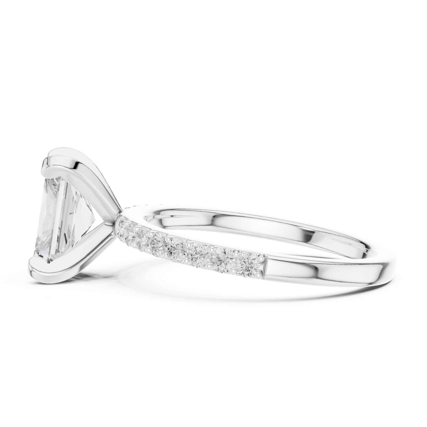 2 Carat Radiant Cut Lab Grown Diamond Engagement Ring with Pavé Band