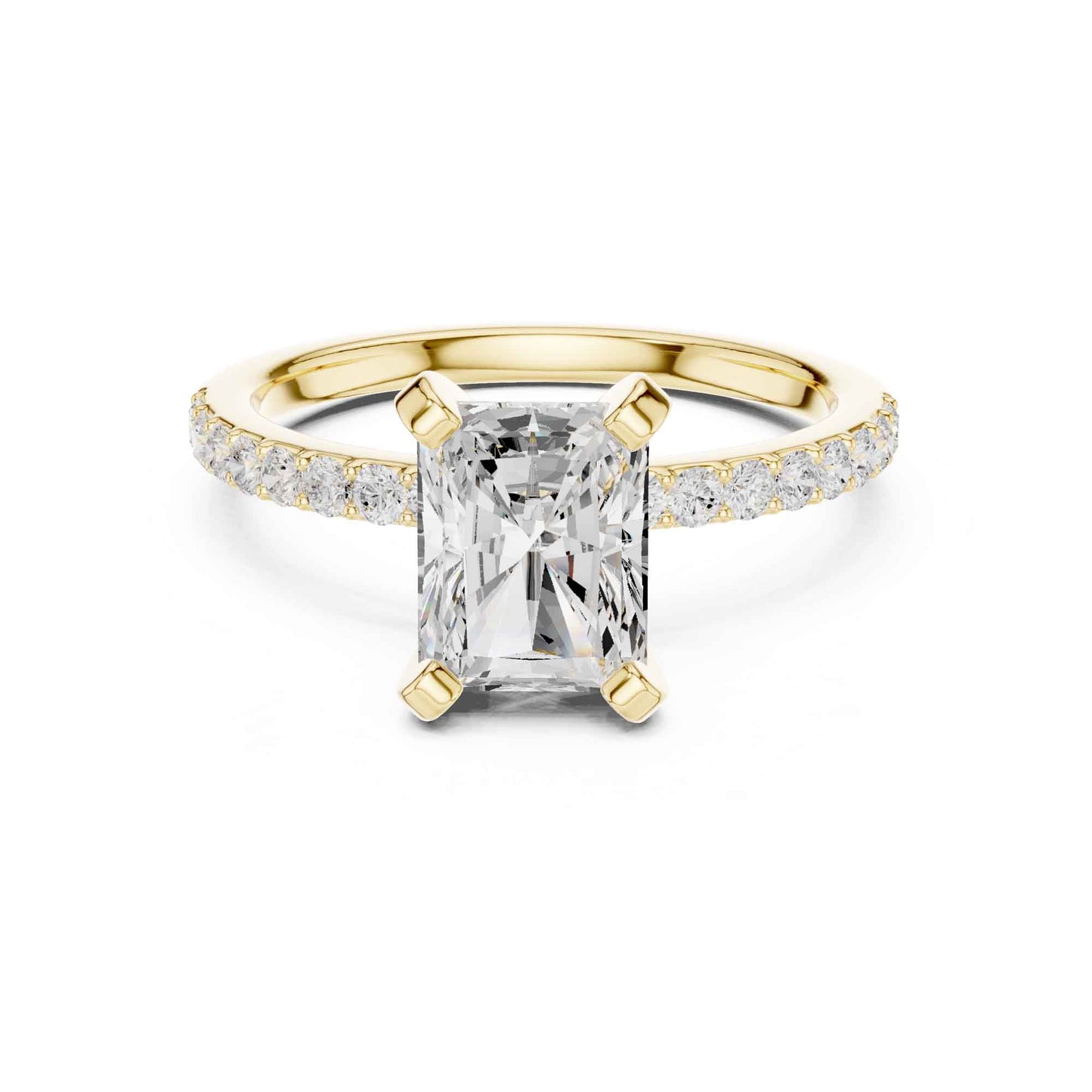 2 Carat Radiant Cut Lab Grown Diamond Engagement Ring with Pavé Band