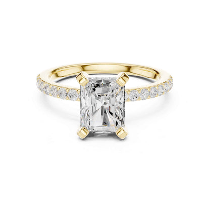 2 Carat Radiant Cut Lab Grown Diamond Engagement Ring with Pavé Band
