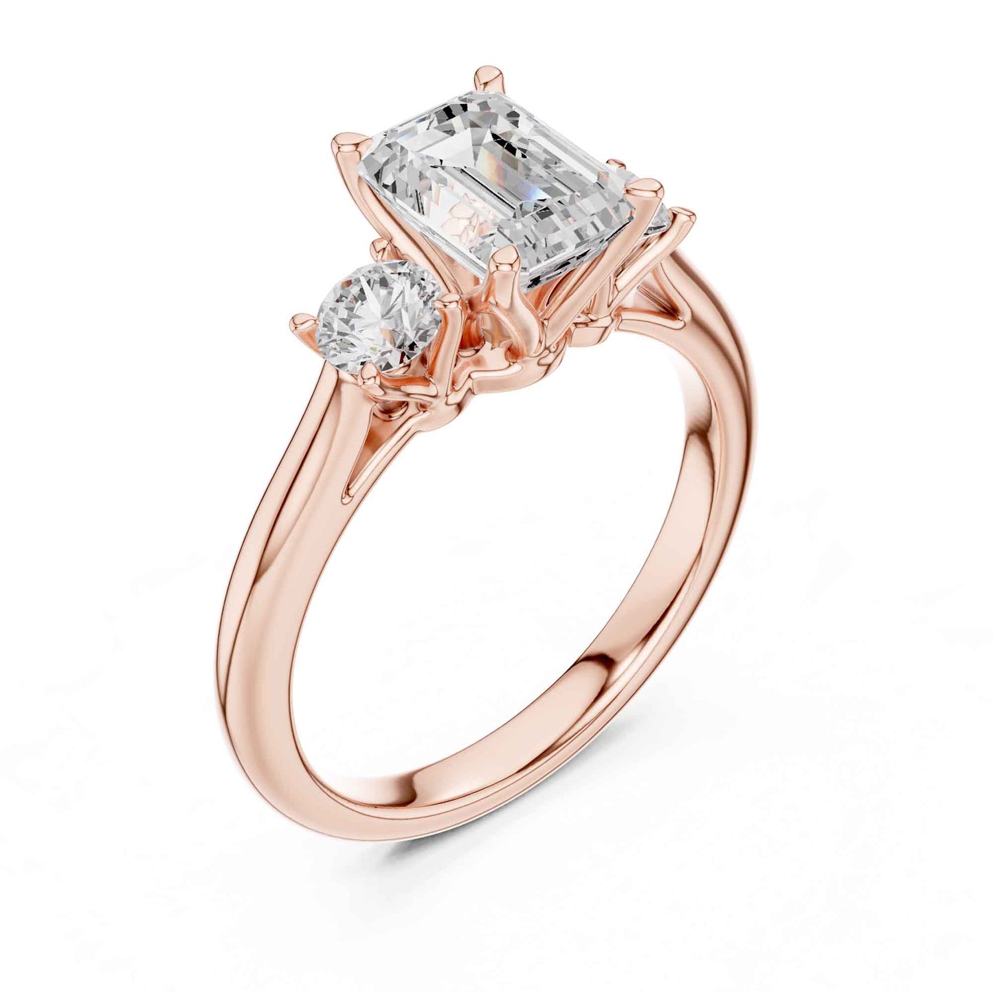 1.5 Carat Elegant Emerald Cut Diamond Three Stone Ring