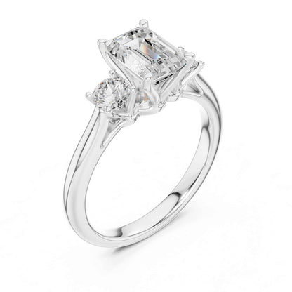 1.5 Carat Elegant Emerald Cut Diamond Three Stone Ring