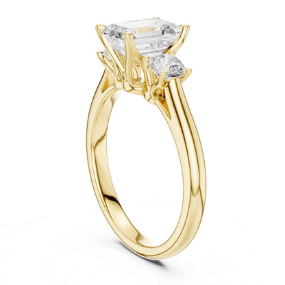 1.5 Carat Elegant Emerald Cut Diamond Three Stone Ring