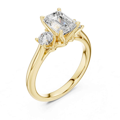 1.5 Carat Elegant Emerald Cut Diamond Three Stone Ring
