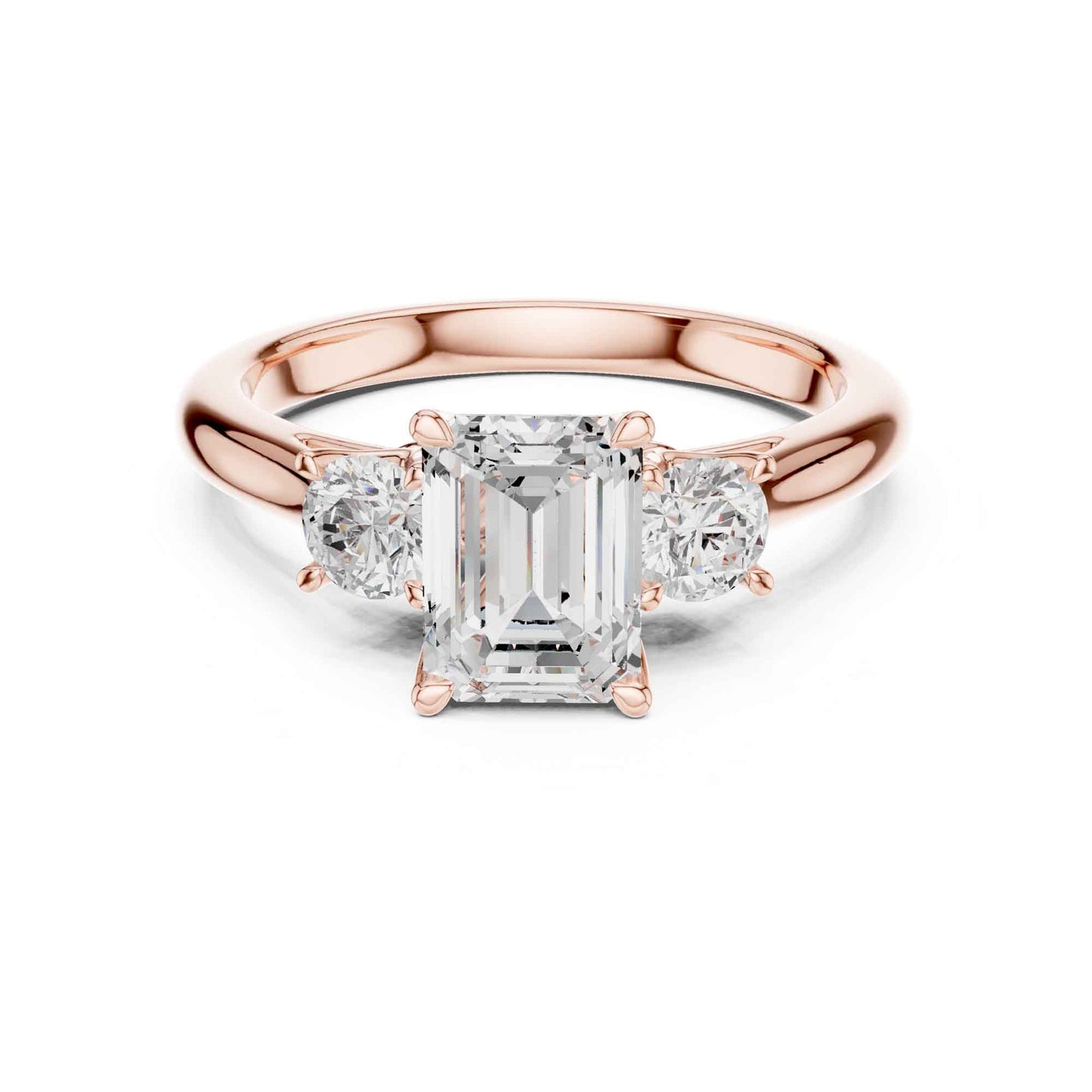 1.5 Carat Elegant Emerald Cut Diamond Three Stone Ring