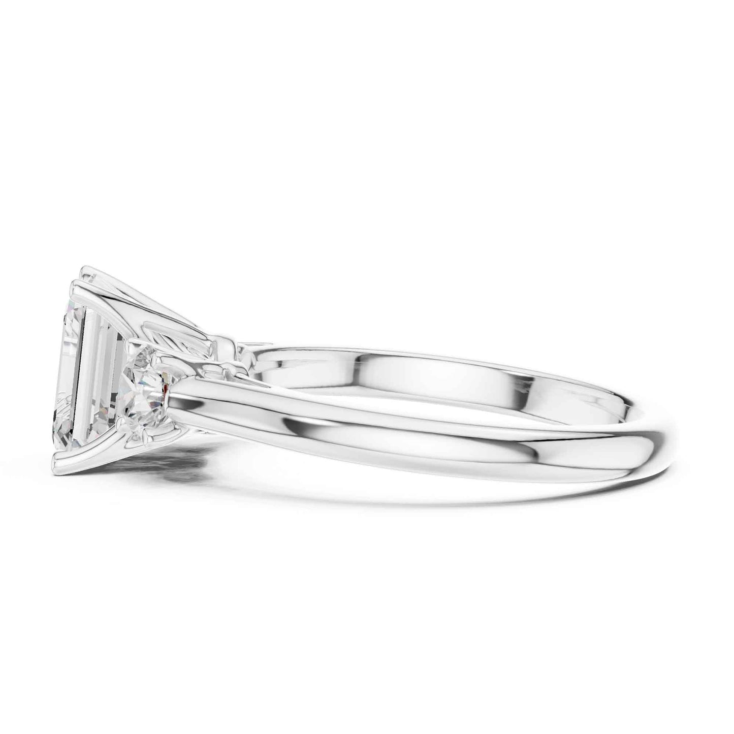 1.5 Carat Elegant Emerald Cut Diamond Three Stone Ring