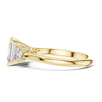 1.5 Carat Elegant Emerald Cut Diamond Three Stone Ring