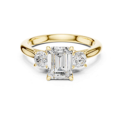 1.5 Carat Elegant Emerald Cut Diamond Three Stone Ring